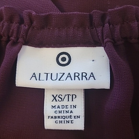 ALTUZARRA SHEER PEASANT Sheer BLOUSE EMBROIDERED RUBY RED HILL SIZE XS - Picture 8 of 13